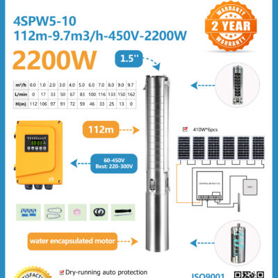 2HP DC (2200W) Samking Solar Submersible Pump with Controller