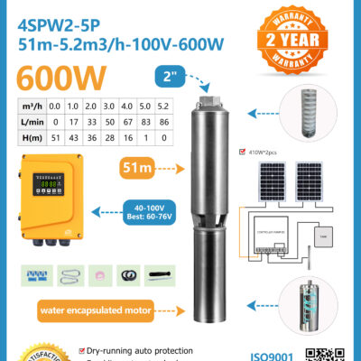 0.5HP DC (600W) Samking Solar Submersible Pump with Controller